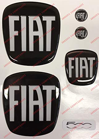 Fiat Automotive Logo - Fiat 500 Front, Rear and Wheel Logo + 2 Keyring Emblems for Car ...