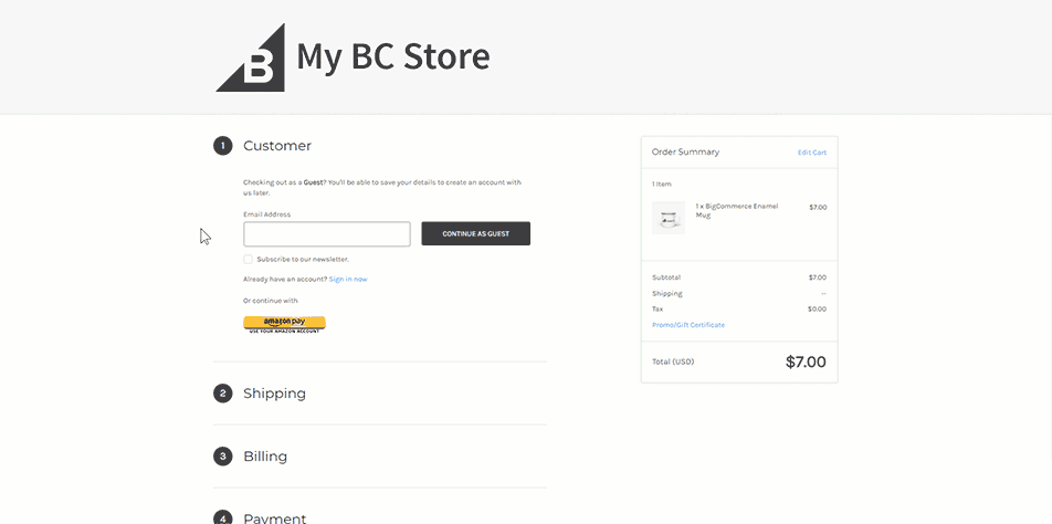 Bigcommerce Green Payment Logo - Optimized One-Page Checkout
