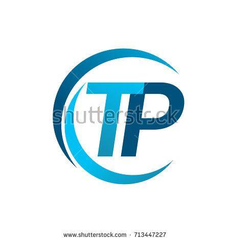 Blue Circle Company Logo - initial letter TP logotype company name blue circle and swoosh