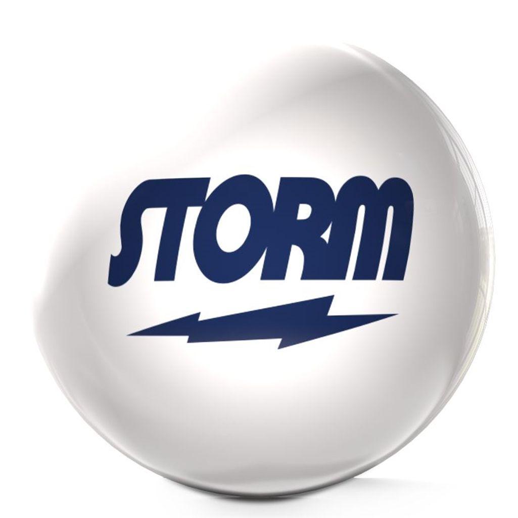 Navy Ball Logo - Storm Clear Storm Bowling Ball- White with Navy Logos
