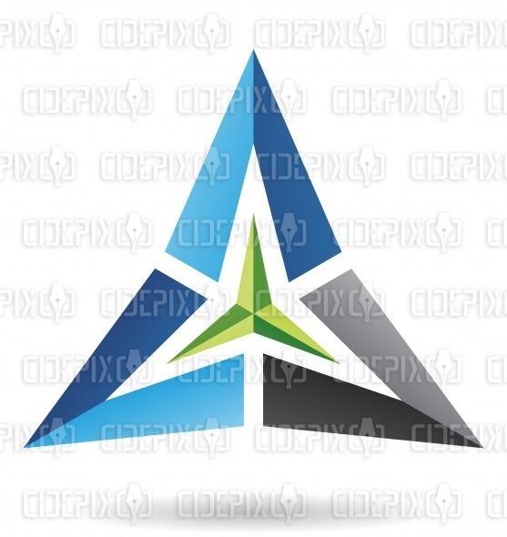 Black and Blue Triangle Logo - abstract black, green and blue triangle star logo icon