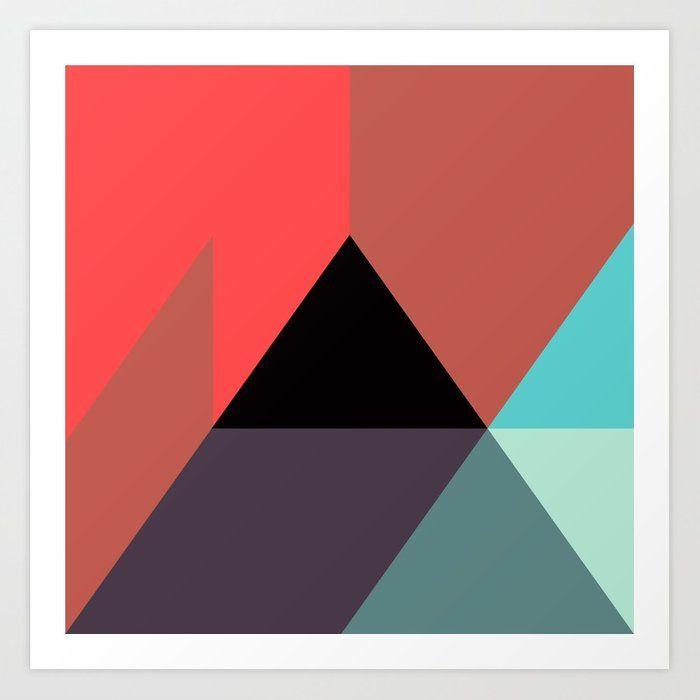 Blue and Black with Triangle Logo - Red Black Blue Triangles Art Print by garyandrewclarke | Society6