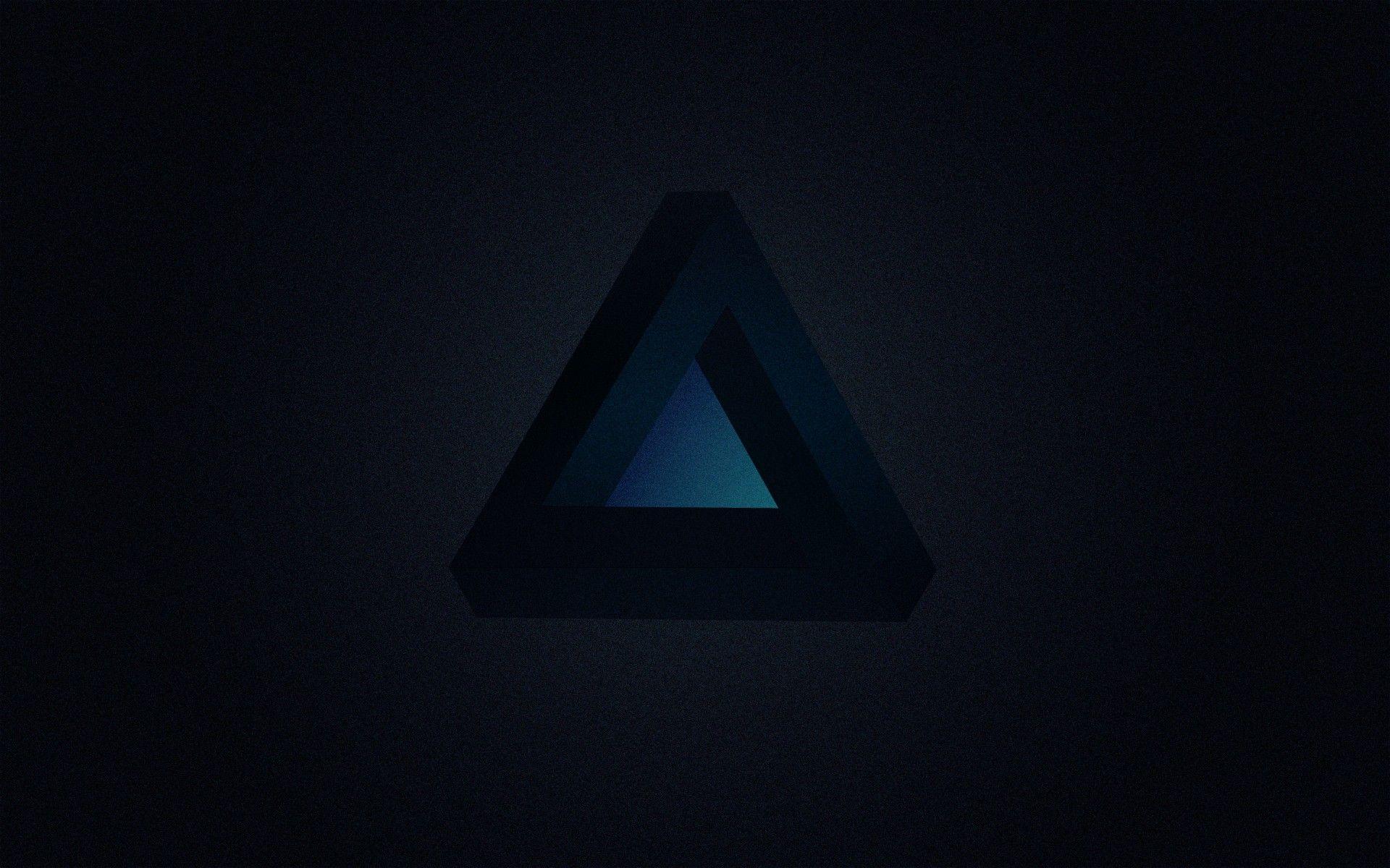Black and Blue Triangle Logo - Wallpaper : black, digital art, simple background, dark, minimalism