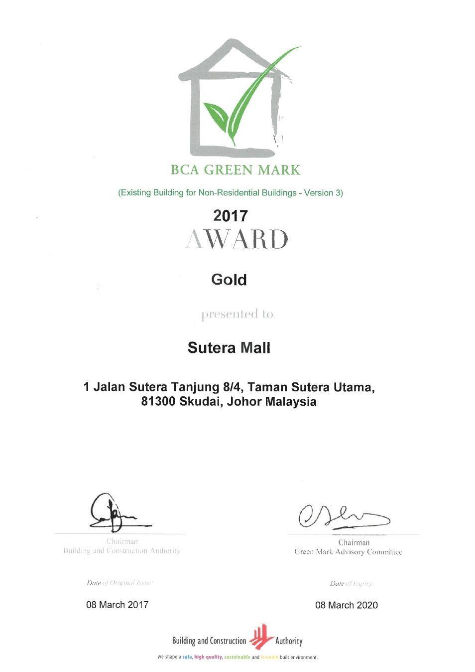 BCA Singapore Logo - Green Mark Gold Award, BCA Singapore. Tanah Sutera. Property Johor