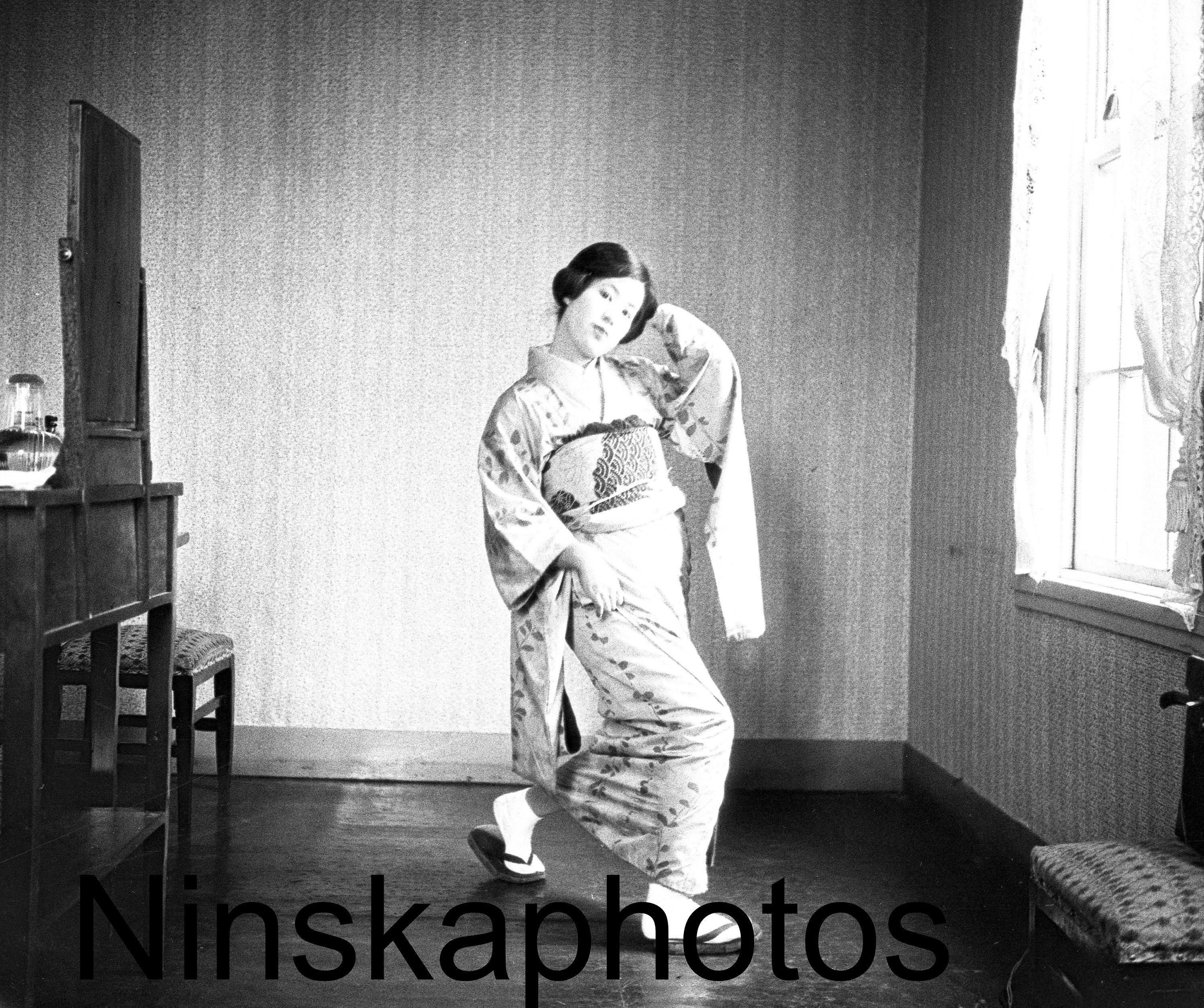 Japanese Woman Black and White Logo - Japanese Maid Dancing, 1920s Tokyo, Japan, Black & White