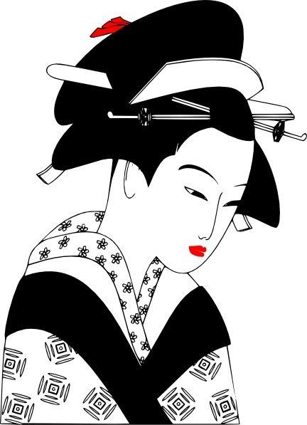 Japanese Woman Black and White Logo - Valessiobrito Japan Woman Black And White clip art Free vector in ...