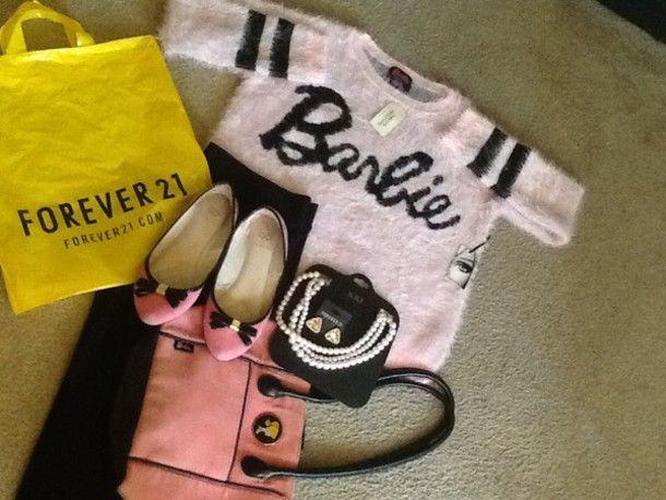 Pink Forever 21 Logo - barbie sweatshirt, baebieforever21, forever 21, barbie logo, barbie ...