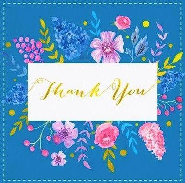 Blue Floral U Logo - Blue Floral Thank You Greetings Card | Free UK Delivery
