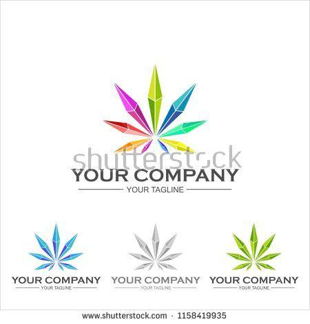 Diamond Weed Logo - geometric Marijuana logo template low poly glass crystal diamond ...