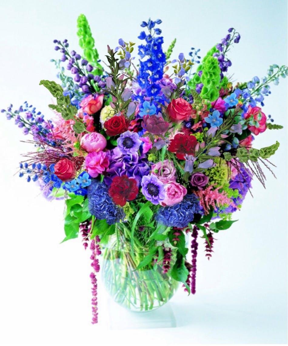 Blue Floral U Logo - Fab-u-lous 500 Flower Bouquet | Mary Murray's Flowers