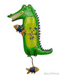 Green Gator Logo - Green GATOR TIME Designer Wall Clock by Allen Designs * Crocodile
