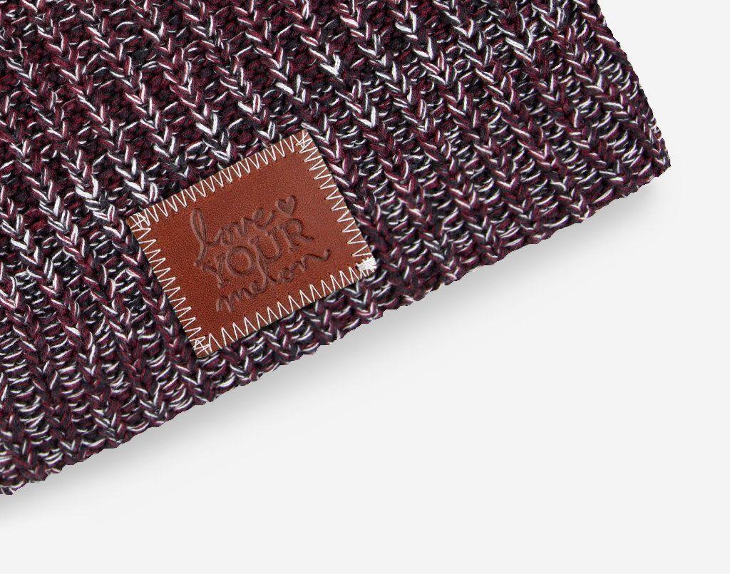Burgandy and White Rectangle Logo - Love Your Melon Black, Burgundy and White Beanie