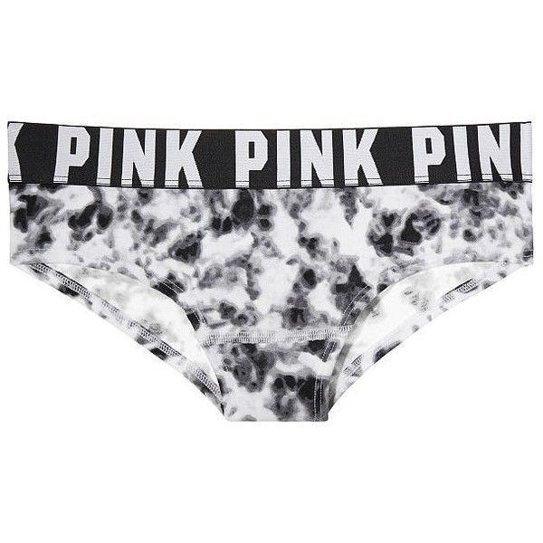 Victoria Secret Pink Black and White Logo - Victoria's Secret PINK Logo Cheekster Panty Large Black White Tie
