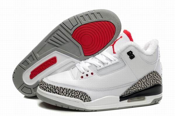 Red and White Jordan Logo - Mens Air Jordan 3 Retro White Grey Red shoes
