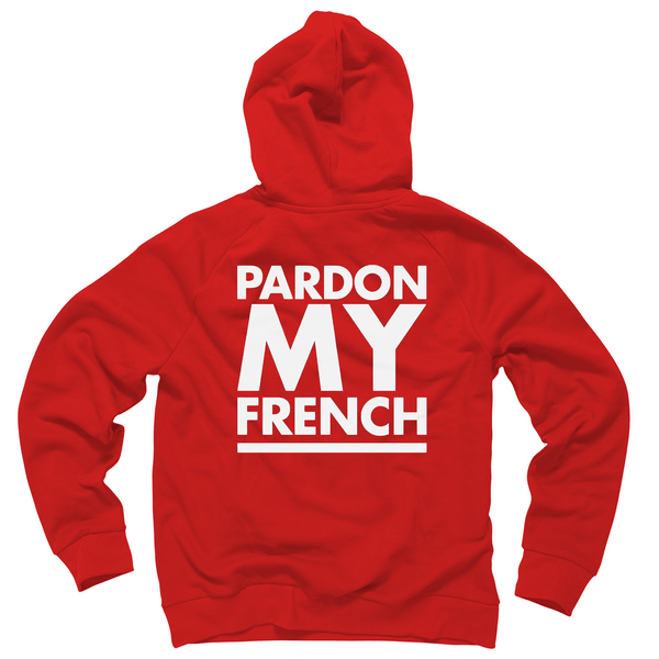 French Apparel Logo - PMF Classic Hoodie (Red). Pardon My French. Online Store, Apparel