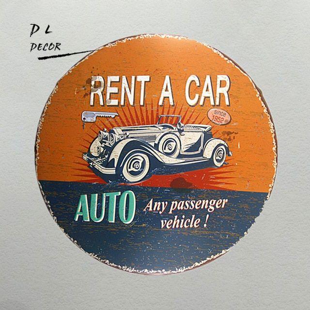 Rustic Automotive Logo - DL Hot rod vintage signs for garage Vent a car Round painting Rustic