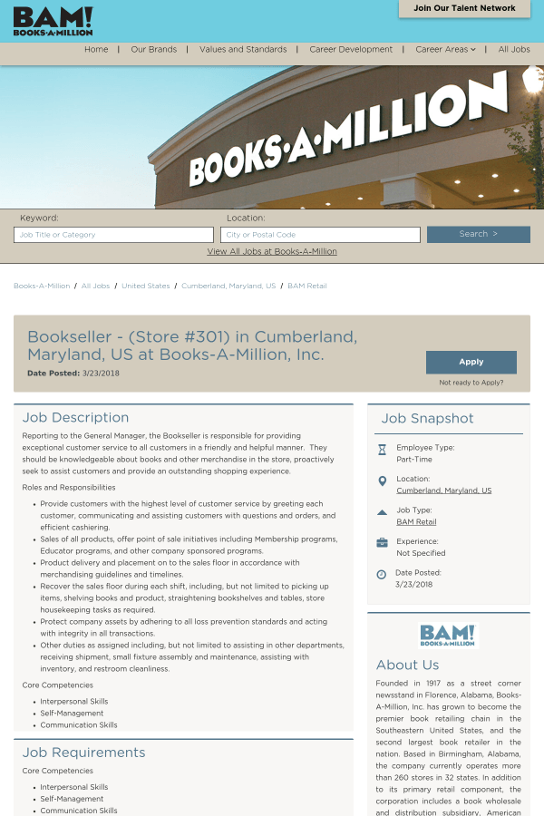 Books-A-Million Logo - Bookseller job at Books-A-Million in Cumberland, MD - 12067044 ...
