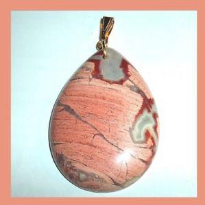 Gray and Red Teardrop Logo - PICTURE JASPER Pink Gray Red Teardrop Pear Gemstone 10K Yellow Gold ...