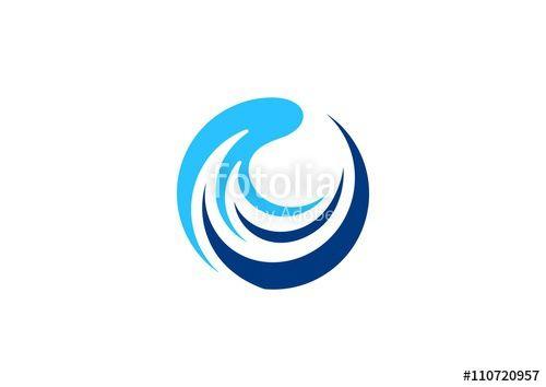 Water Circle Logo - waves logo, circle wave sphere symbol, blue around water splash icon ...