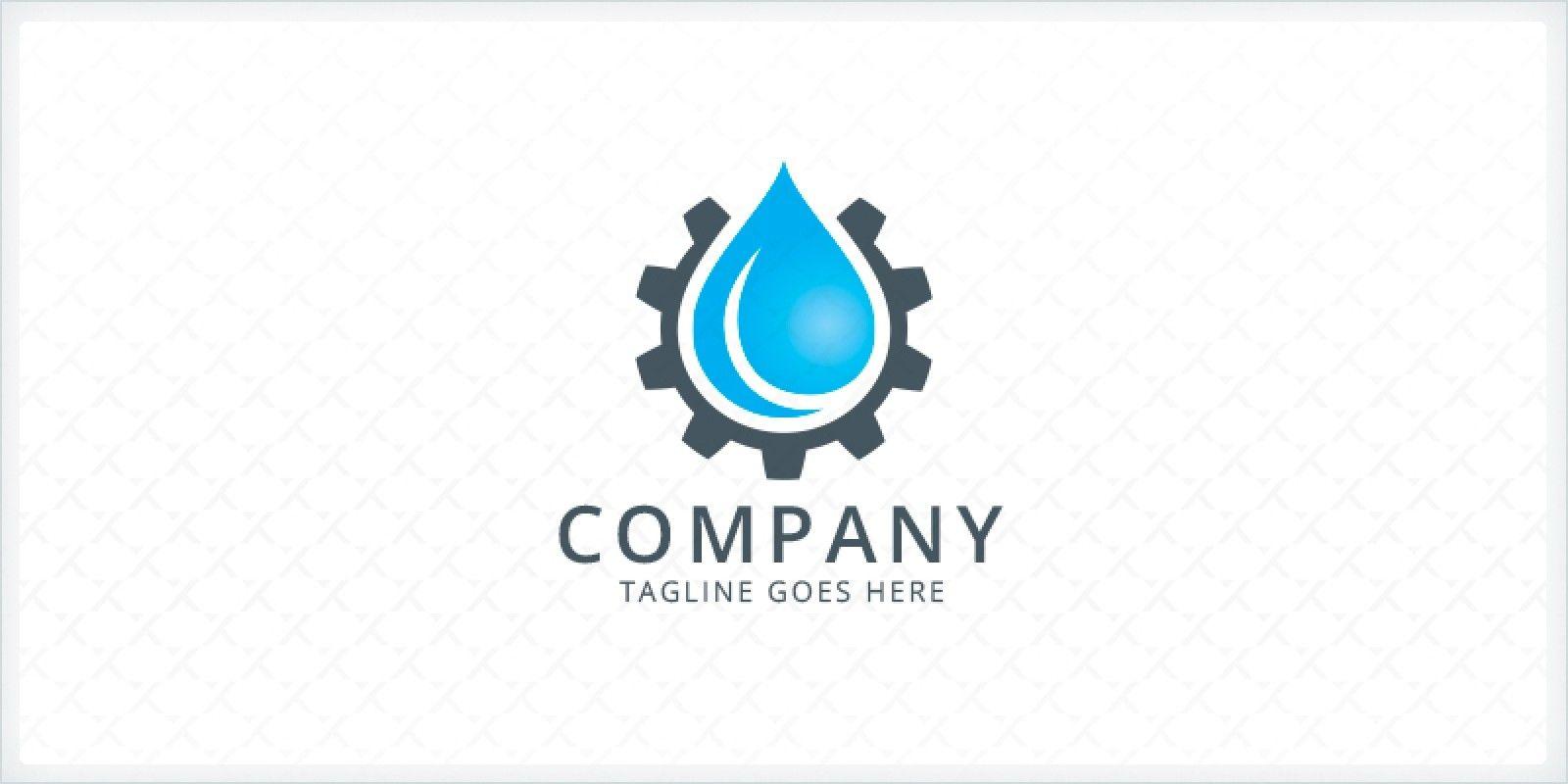 Water Circle Logo - Water droplet and Gear - Plumbing Logo | Codester
