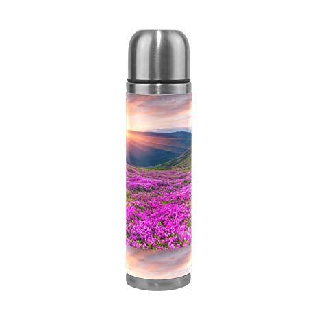 Pink Water with Mountains Logo - Amazon.com : My Little Nest Vacuum Insulated Water Bottle Pink ...