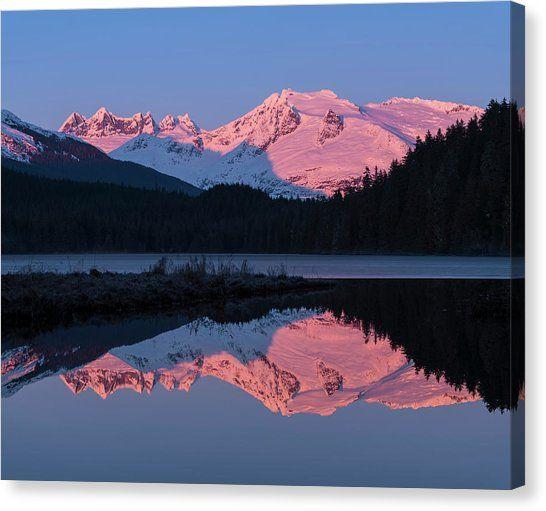 Pink Water with Mountains Logo - Mountains Glowing Pink At Sunrise Photograph by John Hyde