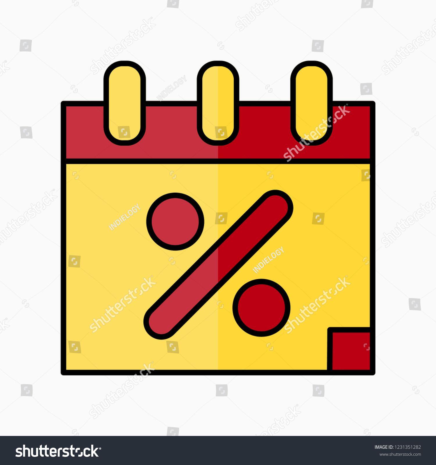 Yellow Filled with Red Line Logo - Calendar symbol. Black Friday Sale & Cyber Monday vector Logo