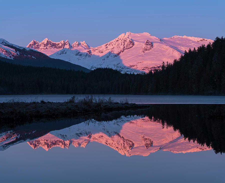 Pink Water with Mountains Logo - Mountains Glowing Pink At Sunrise Photograph