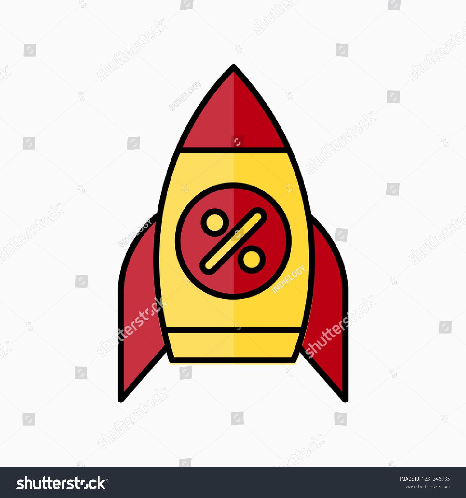 Yellow Filled with Red Line Logo - Launch Rocket symbol . Black Friday Sale & Cyber Monday vector Logo ...