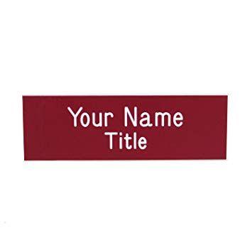Burgandy and White Rectangle Logo - Amazon.com : Name Badges Tags Engraved with Magnet
