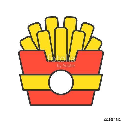 Yellow Filled with Red Line Logo - french fries, food and gastronomy set, filled outline icon