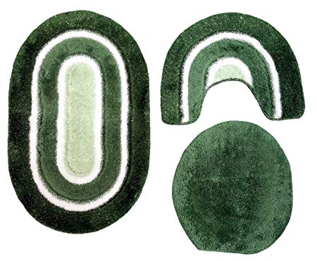 Dark Green Oval Logo - Bathroom Set 3-Piece Set of 80 x 50 cm Oval Dark Green Mint Green ...