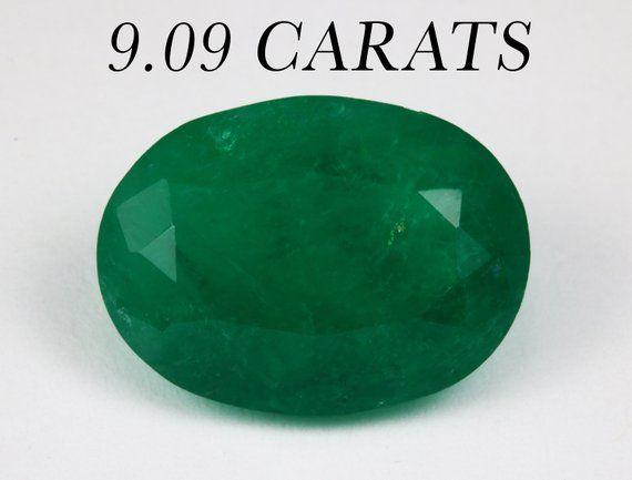 Dark Green Oval Logo - 9.09 cts Large Dark Green Oval Cut Colombian Emerald Natural