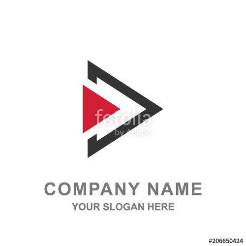 Red Triangle Geometric Logo - Black and Red Triangle Play Symbol Logo Geometric Vector Stock