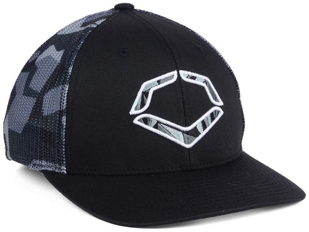 EVO Shield Logo - Evoshield Shrapnel Flex Fit Trucker Hat Black Small Medium