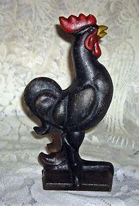 Black and Red Rooster Logo - Cast Iron Folk Art COUNTRY ROOSTER DOORSTOP ~ Early Crowing Black ...