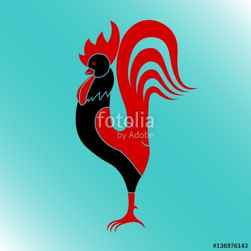 Black and Red Rooster Logo - Rooster. Cock. rooster logo, cock icon. rooster as symbol of new ...