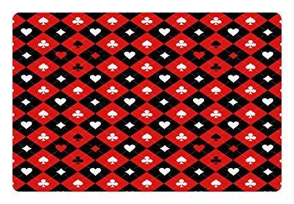 Red Black and White Diamond Rectangle Logo - Amazon.com: Lunarable Poker Tournament Pet Mat for Food and Water ...