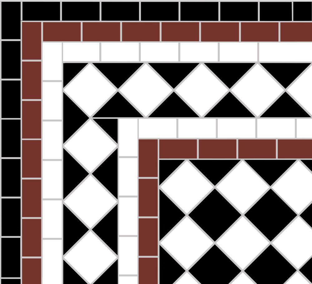 Red Black and White Diamond Rectangle Logo - Grove Park Rd. Chiswick, London, W4 — Mosaics By Post