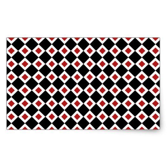 Red Black and White Diamond Rectangle Logo - Black, White, Red Diamond Pattern Rectangular Sticker | Zazzle.com