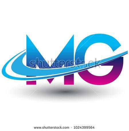 Blue Mg Logo - initial letter MG logotype company name colored blue and magenta ...