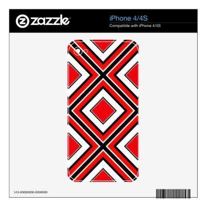 Red Black and White Diamond Rectangle Logo - Red Black White Diamond Geometric Decals For The iPhone 4S