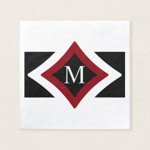 Red Black and White Diamond Rectangle Logo - Red Diamond Black White Party Supplies | Zazzle