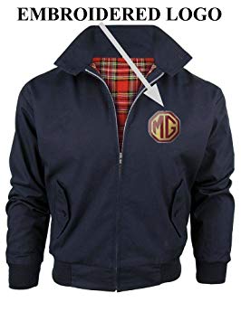 Blue Mg Logo - Beetleink MG EMBROIDERED LOGO VINTAGE STYLE BOMBER JACKET Blue, L