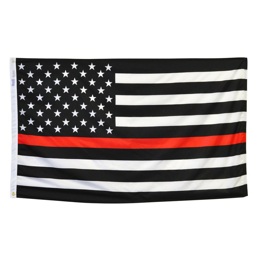 Thin Red Rectangle Logo - Annin Flagmakers 3 ft. x 5 ft. Nylon US Thin Red Line Flag-3969 ...