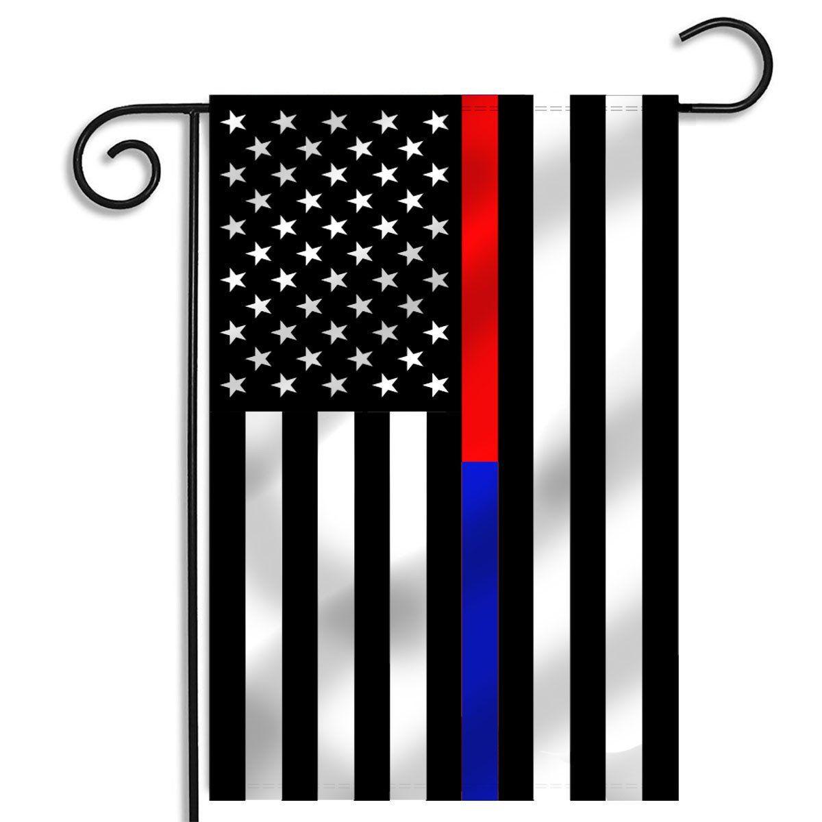 Red Line White X Logo - Thin Red Line & Thin Blue Line Dual Garden Flag - 12.5 x 18 Inches ...