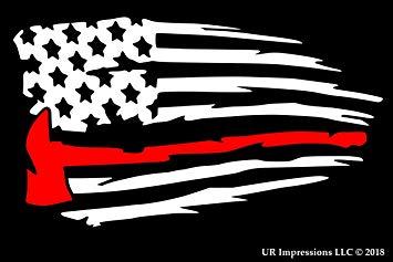 Red Line White X Logo - UR Impressions Thin Red Line Fireman's Axe