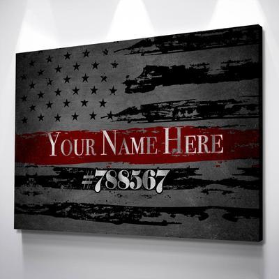 Red Line White X Logo - Custom Personalized Thin Red Line Canvas Set