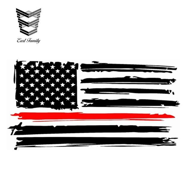 Red Line White X Logo - EARLFAMILY 13cm x 7.8cm Thin Red Line Sticker Tattered American Flag ...
