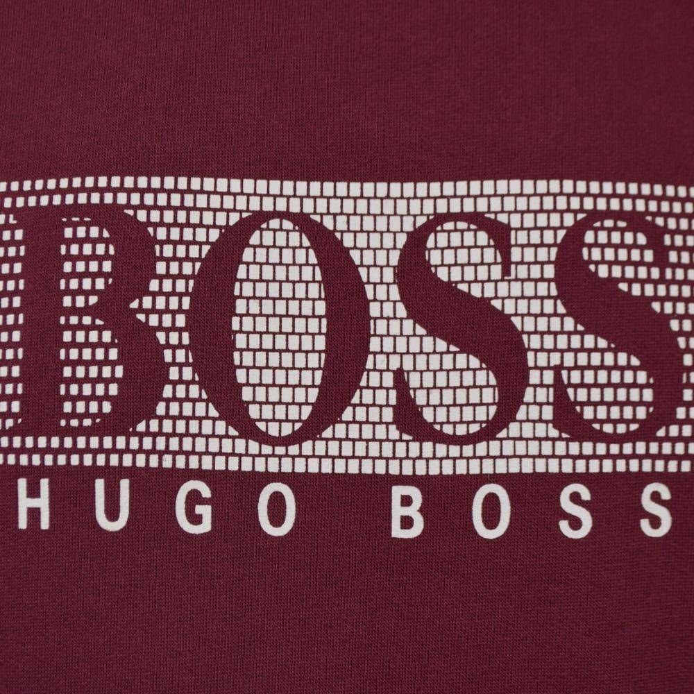 Burgandy and White Rectangle Logo - HUGO BOSS Hugo Boss Burgundy/White Pixel Block Logo Sweatshirt - Men ...